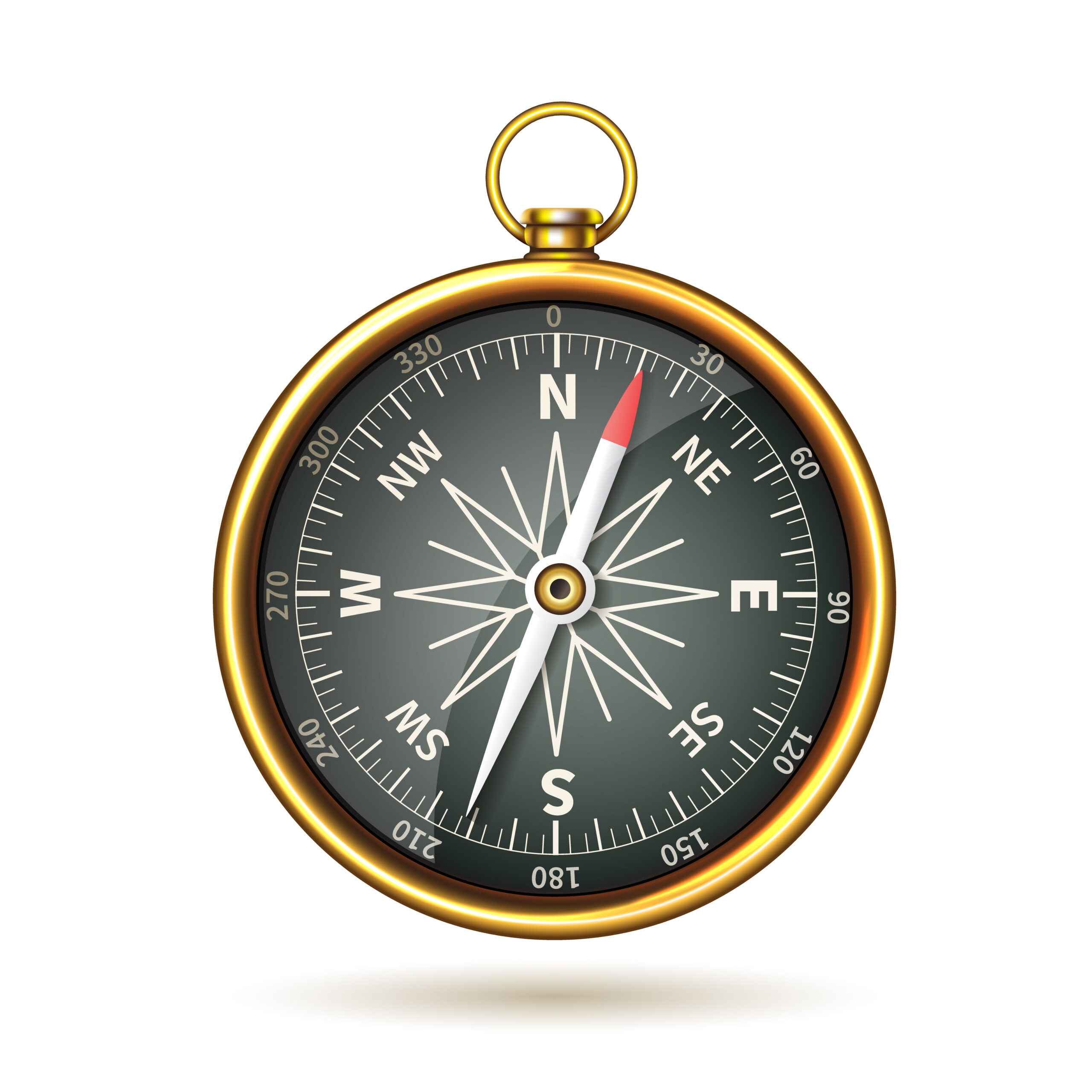 Compass Realistic Isolated Compass realistic retro marine instrument isolated on white background vector illustration